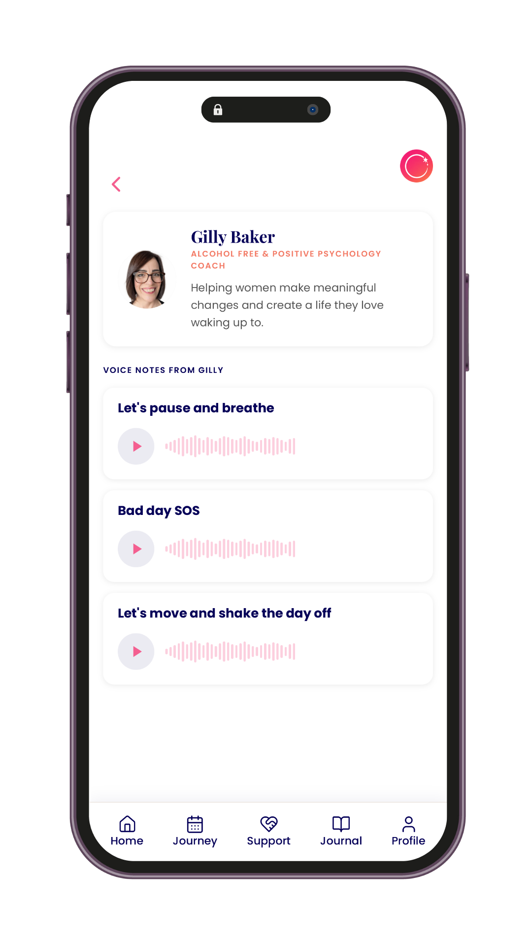 Gilly Baker coach audio screen